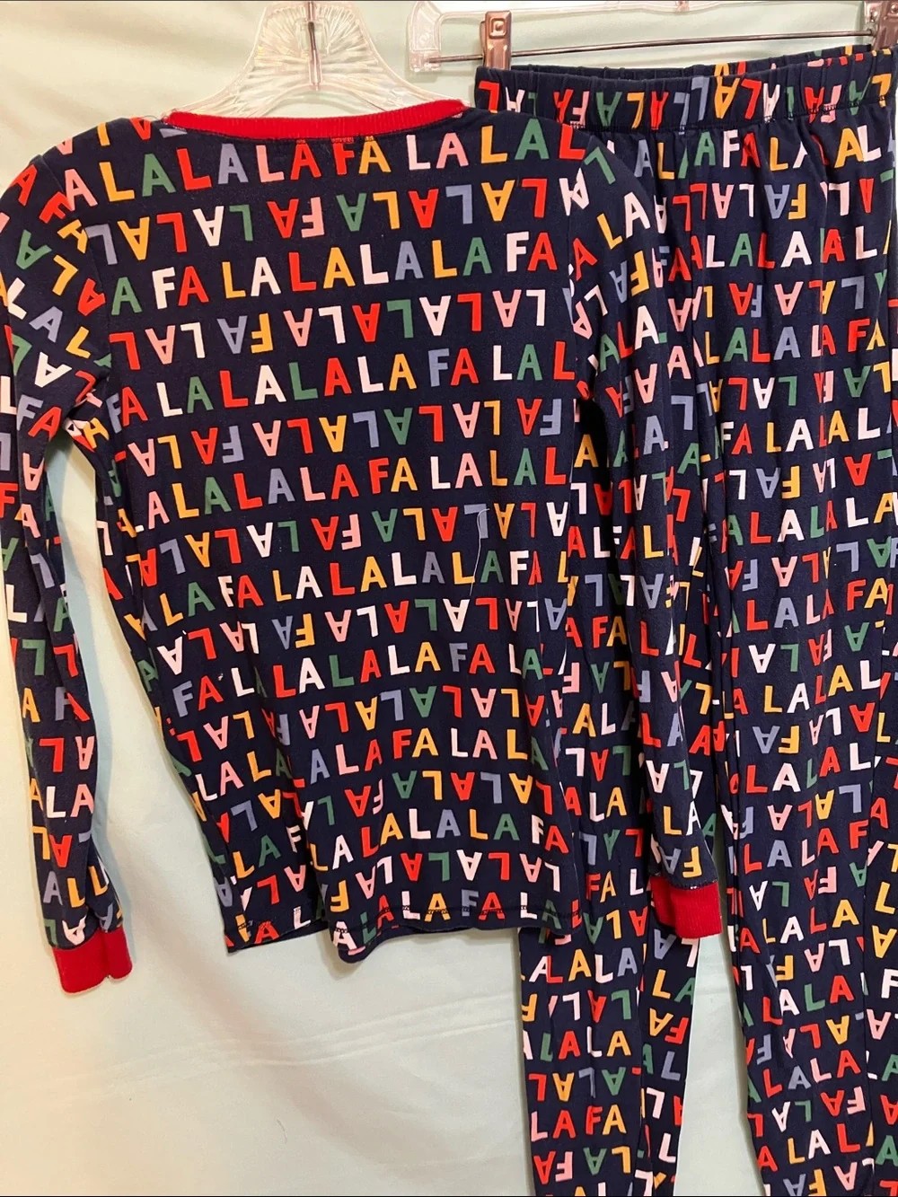Derek Heart Navy 'FA LA LA' Multicolor Holiday Kids Pajama Set